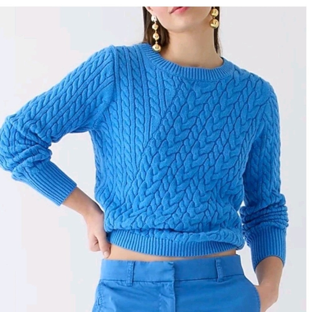 J.Crew Diagonal Ccable-knit Cotton Crewneck Sweater‎ Size Small